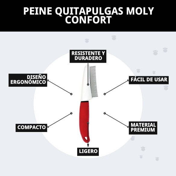 Peine Quitapulgas Moly Confort - Cuidado de Mascotas