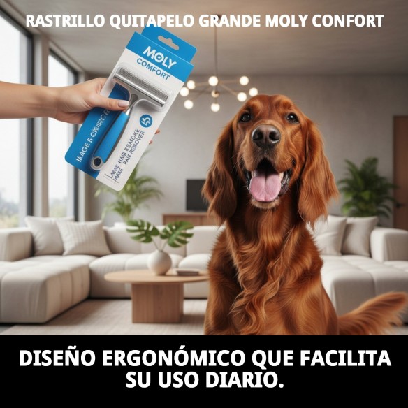 Rastrillo Quitapelo Grande Moly Confort para Mascotas
