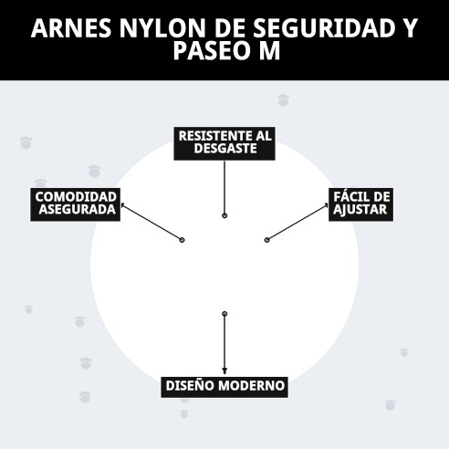 Arnés de Nylon de Seguridad y Paseo para Mascotas M