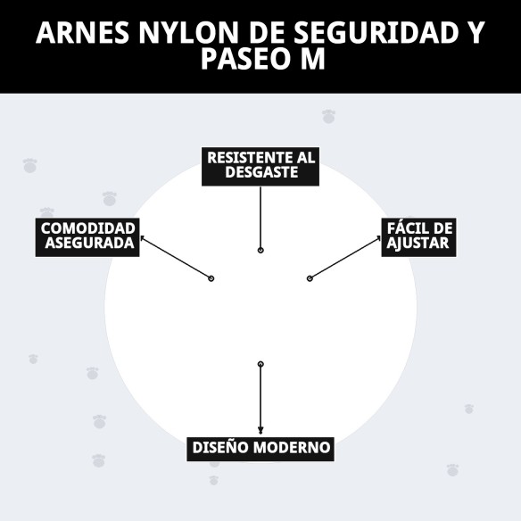 Arnés de Nylon de Seguridad y Paseo para Mascotas M