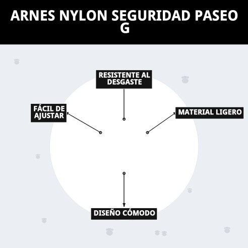 Arnés de Nylon Seguridad Paseo G para Mascotas