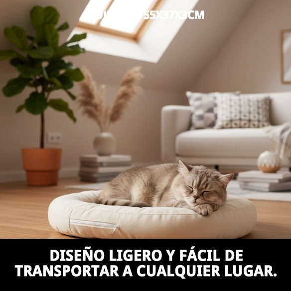 Cojín ovalado 55x37 cm para perros y gatos, desenfundable