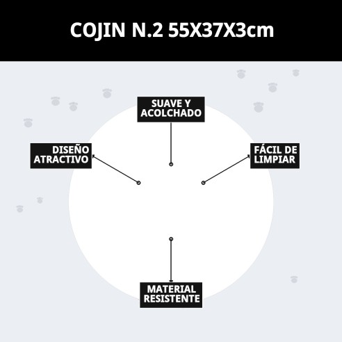 Cojín ovalado 55x37 cm para perros y gatos, desenfundable