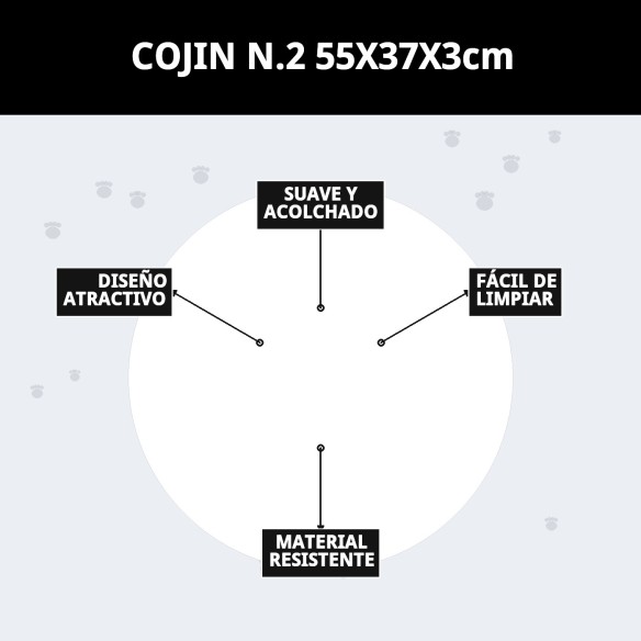Cojín ovalado 55x37 cm para perros y gatos, desenfundable