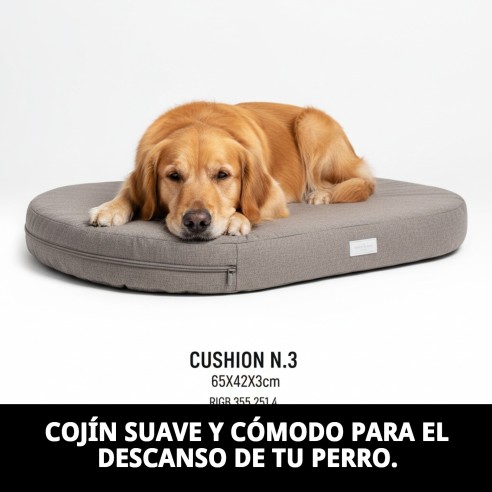 Cojín N.3 65x42cm para perros y gatos, desenfundable y lavable