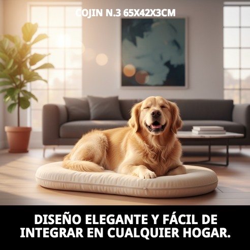 Cojín N.3 65x42cm para perros y gatos, desenfundable y lavable