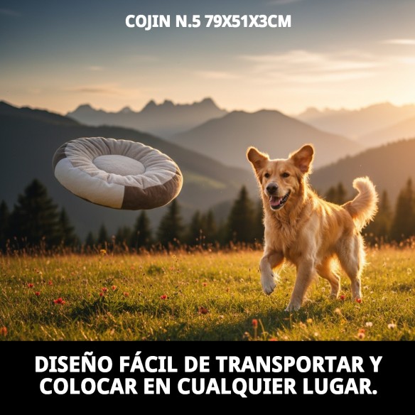 Cojín N.5 79x51 cm para perros y gatos, desenfundable y lavable