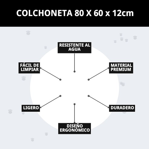 Colchoneta 80x60x12cm para Mascotas - Comodidad y Estilo