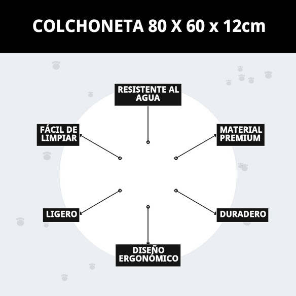 Colchoneta 80x60x12cm para Mascotas - Comodidad y Estilo