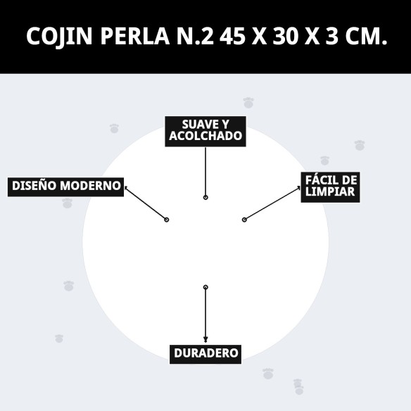 Cojín Perla N.2 45x30x3 cm: Confort para tu mascota