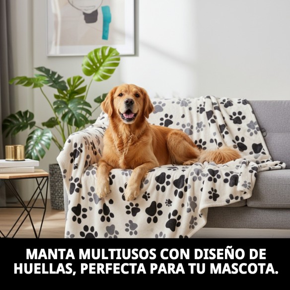 Manta Multiusos Huellas 100x70 cm para tu Mascota