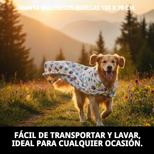 Manta Multiusos Huellas 100x70 cm para tu Mascota