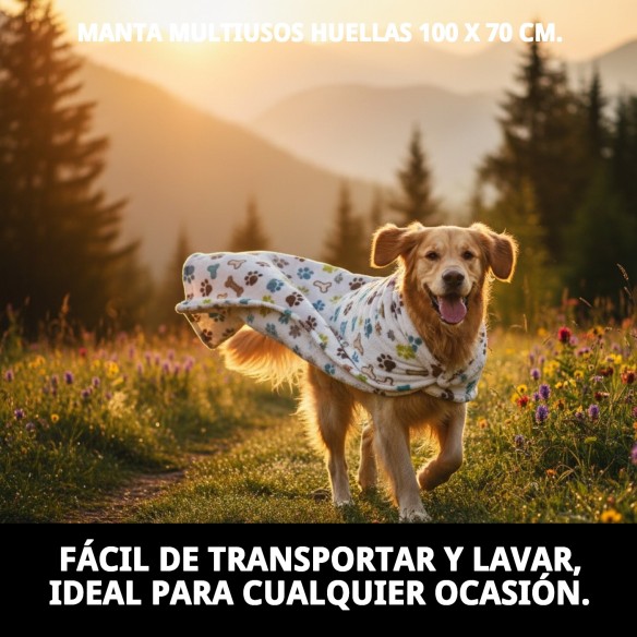 Manta Multiusos Huellas 100x70 cm para tu Mascota