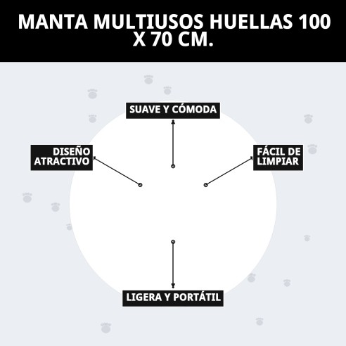 Manta Multiusos Huellas 100x70 cm para tu Mascota