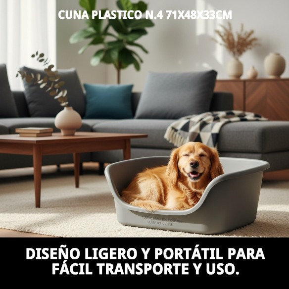 Cuna Plástico N.4 71x48x33 cm para Mascotas Comodidad Total