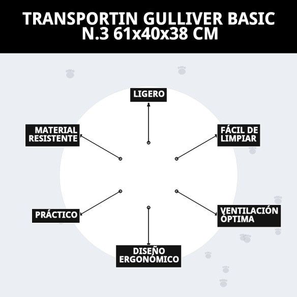Transportín Gulliver Basic N.3 para Mascotas 61x40x38 cm