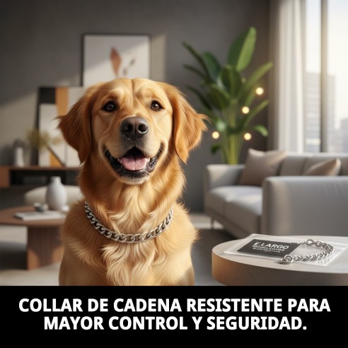 Collar de cadena metálico para perros - 60cm x 4mm