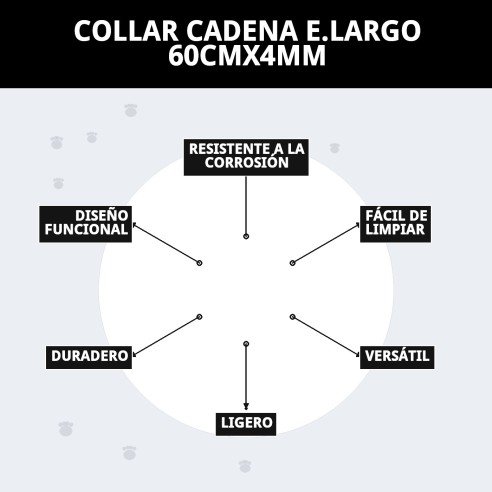 Collar de cadena metálico para perros - 60cm x 4mm
