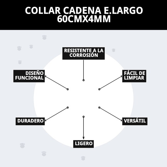 Collar de cadena metálico para perros - 60cm x 4mm