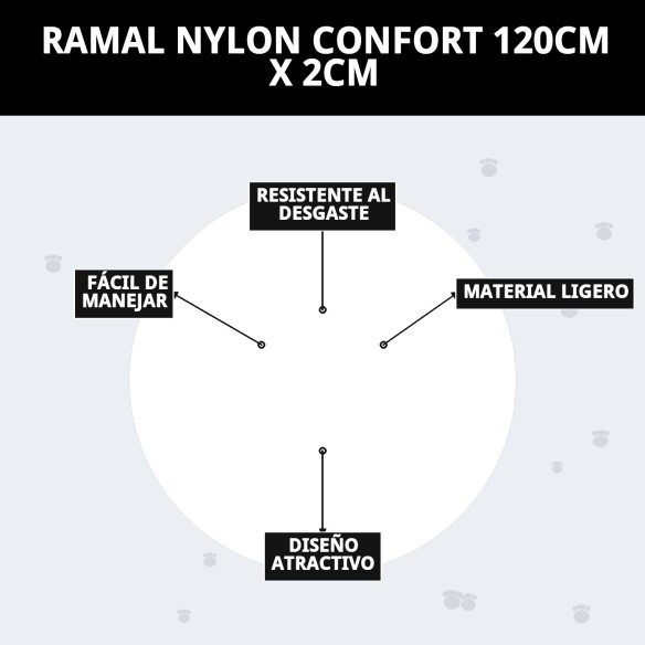 Ramal Nylon Confort 120cm x 2cm para Mascotas Activas