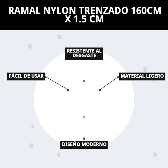 Ramal de Nylon Trenzado 160cm x 1.5cm para Mascotas
