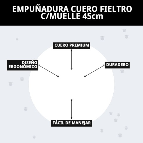 Empuñadura de cuero y fieltro con muelle 45 cm para mascotas