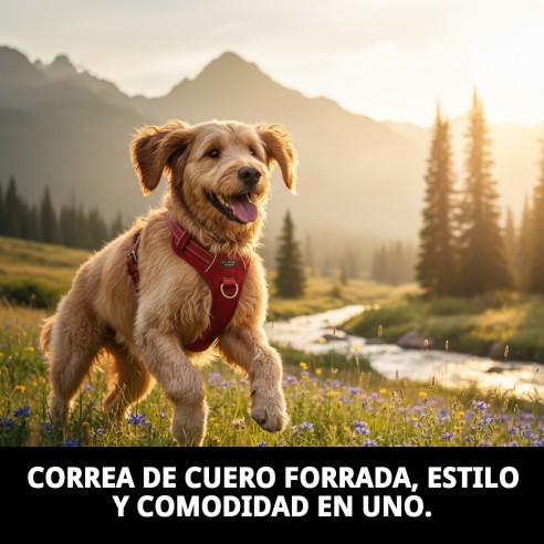 Petral de cuero forrado para perros - Comodidad y estilo