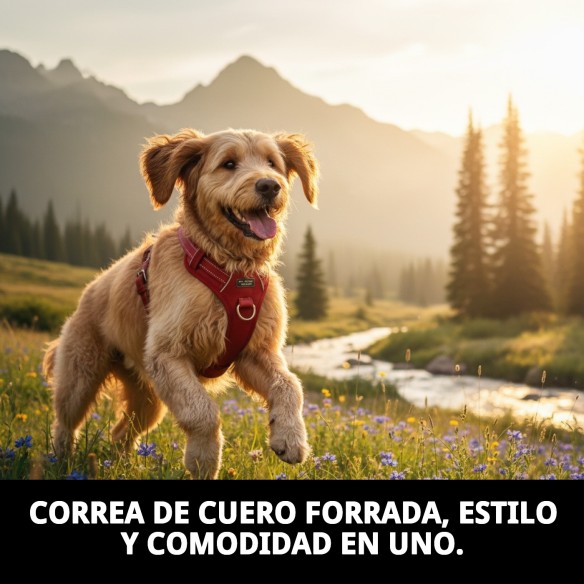 Petral de cuero forrado para perros - Comodidad y estilo