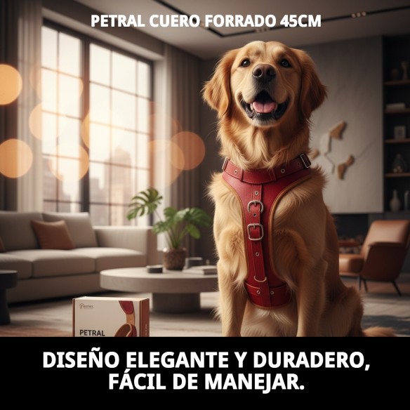 Petral de cuero forrado para perros - Comodidad y estilo