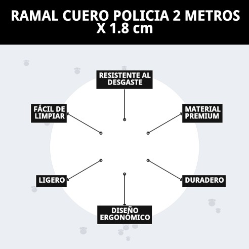 Ramal de Cuero Policía 2m x 1.8cm para Mascotas