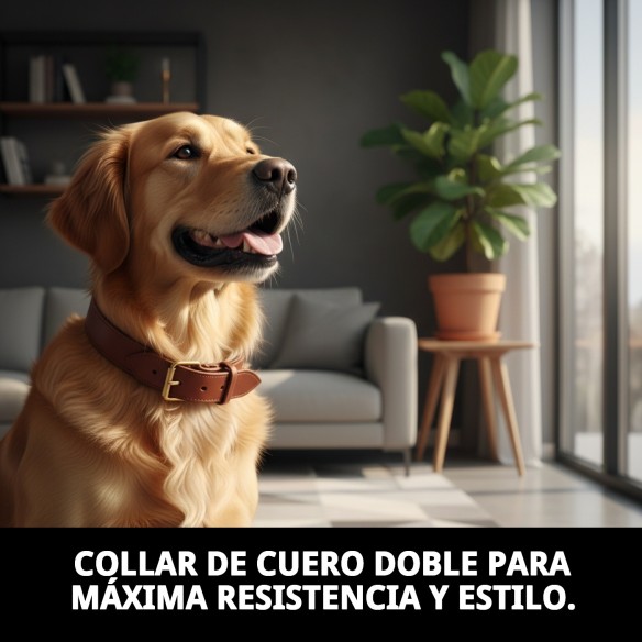 Collar de Cuero Doble 60 x 3,5 cm para tu Mascota