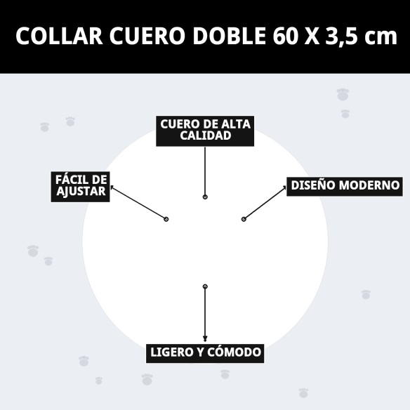 Collar de Cuero Doble 60 x 3,5 cm para tu Mascota