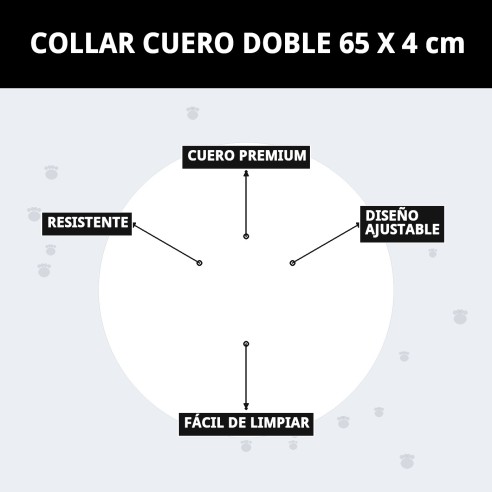 Collar de Cuero Doble 65x4 cm para Mascotas Elegante y Resistente