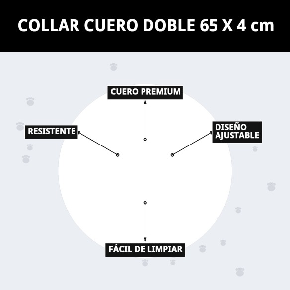 Collar de Cuero Doble 65x4 cm para Mascotas Elegante y Resistente
