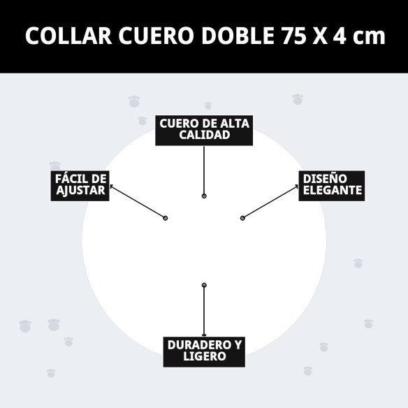 Collar de Cuero Doble 75 x 4 cm para Mascotas Elegante