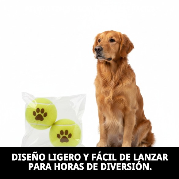 Pelota Tenis con Huellas 6,5cm - Pack de 2 para Mascotas