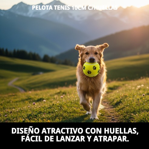 Pelota de Tenis 10cm con Huellas - Juguetes para Mascotas