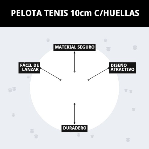 Pelota de Tenis 10cm con Huellas - Juguetes para Mascotas
