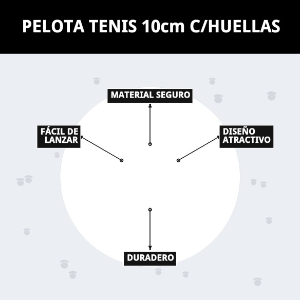 Pelota de Tenis 10cm con Huellas - Juguetes para Mascotas