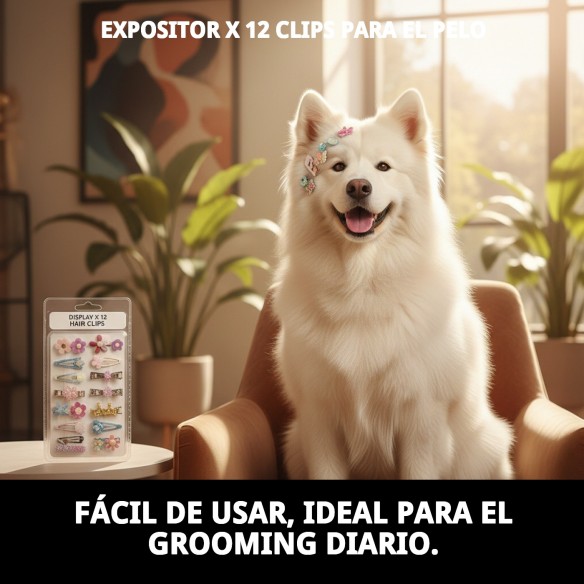 Expositor de 12 Clips para el Pelo de Mascotas ¡Compra Ya!