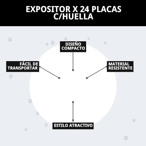 Expositor para 24 Placas con Huella - Accesorios Mascotas