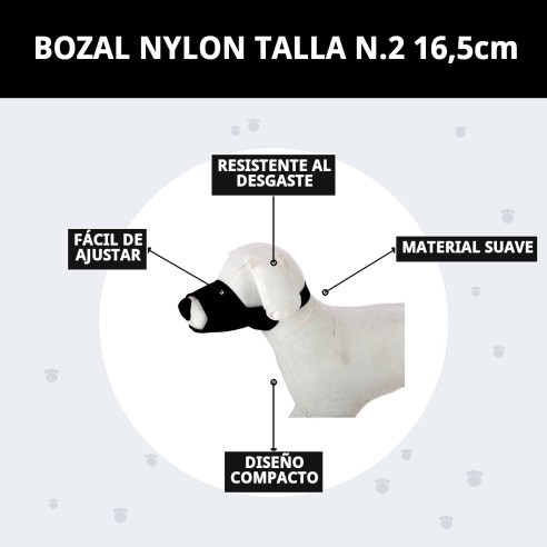 Bozal Nylon Talla N.2 para Perros - Hasta 16,5 cm