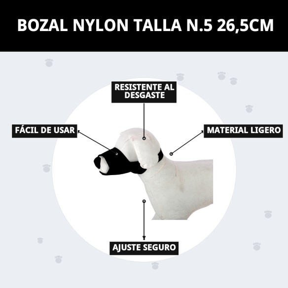 Bozal de Nylon Talla N.5 para Perros Grandes y Resistentes