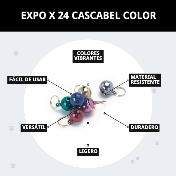 Cascabeles de Color para Mascotas - Expositor x 24 Unidades