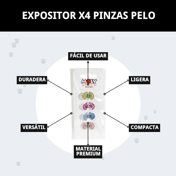 Expositor 4 Pinzas para Pelo - Cuida la Belleza de tu Mascota