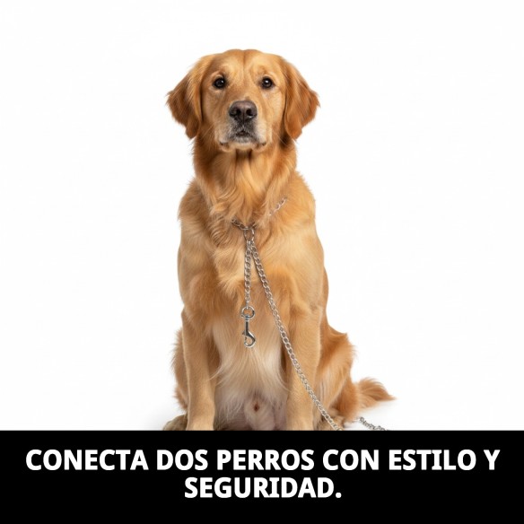 Acople Cromado para 2 Perros - 25cm x 2mm de Calidad