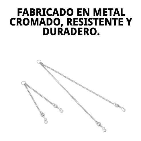 Acople Cromado para 2 Perros - 25cm x 2mm de Calidad