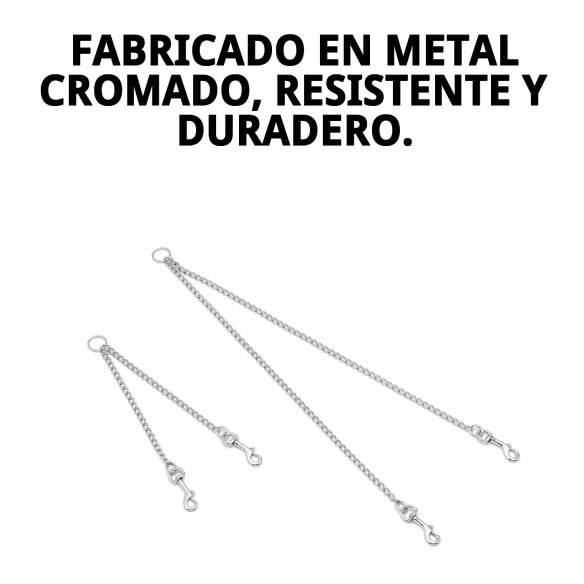 Acople Cromado para 2 Perros - 25cm x 2mm de Calidad