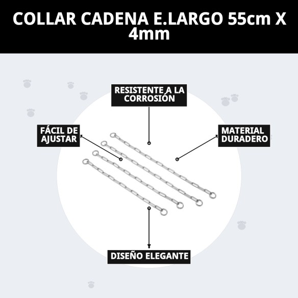 Collar de Cadena Metálica Resistente para Perros 55cm