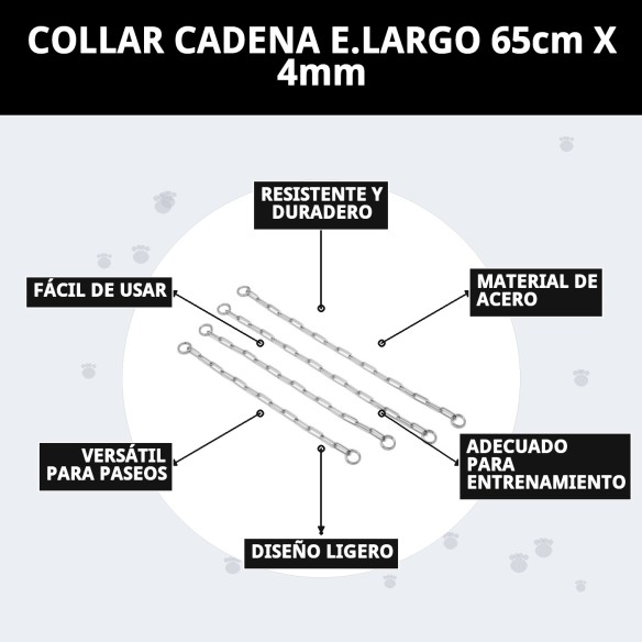 Collar Cadena E.Largo 65cm x 4mm para Mascotas